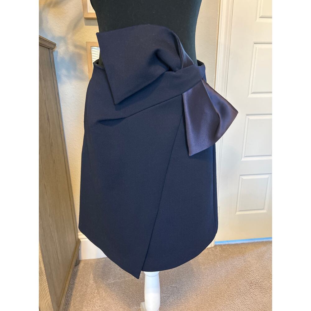 COMME MOI | Navy Blue Wool Blend A-Line Skirt | Med - Picture 3 of 10